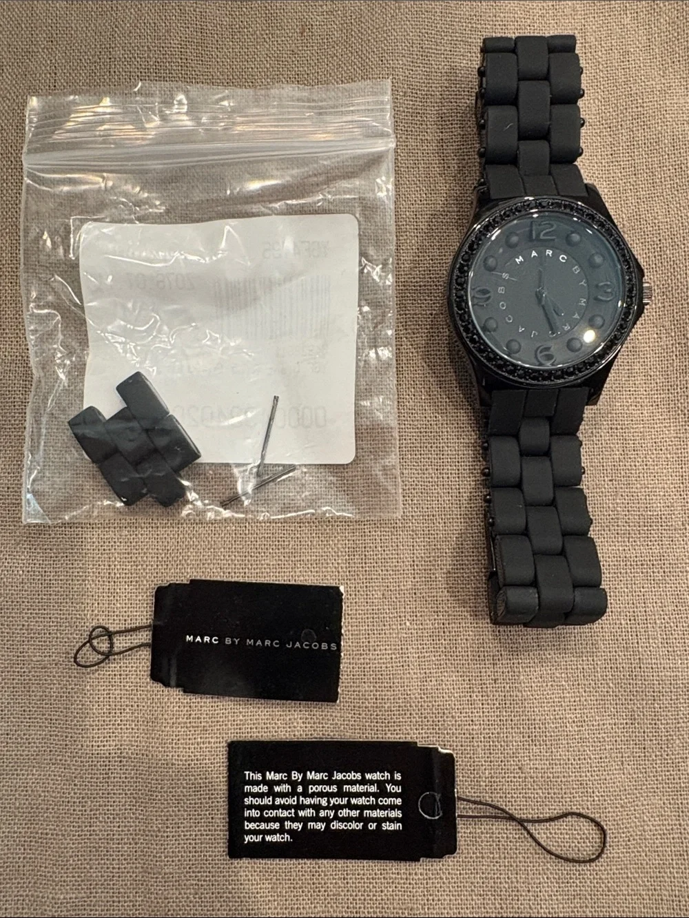 Marc Jacobs Black Crystal-Bezel Women's Watch. NWT